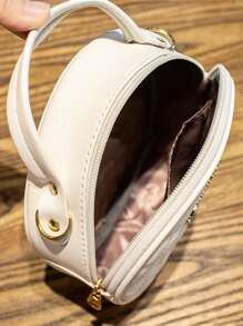 Túi hình tròn chần bông trang trí bằng kim loại - trắng - Xem 5