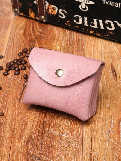 Pochette double capacité compacte et pratique pour femmes, porte-monnaie unicolore à la mode et minimaliste de couleur unie
