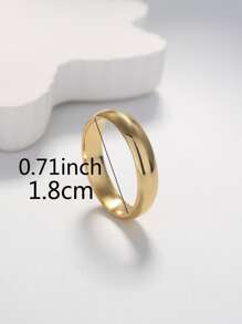 時尚流行男士銅1入組簡約戒指銅首飾適合珠寶禮物和時尚外觀 - 金黃色 - 查看 2