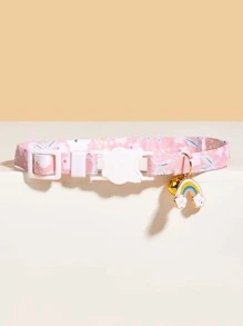 1件装彩虹卡通图案宠物项圈，带铃铛，适用于小型犬和猫 - 彩色 - 查看 2