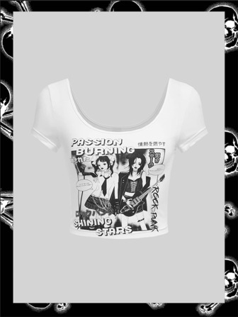 Crop T-Shirt mit Buchstaben Grafik