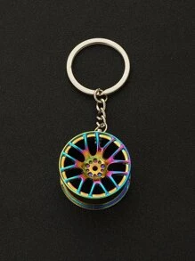 男士鐳射車輪吊墜鑰匙圈 - 彩色 - 查看 2