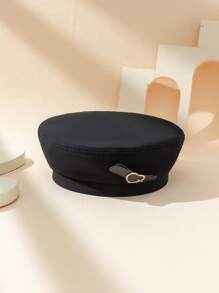 心形搭扣裝飾貝雷帽 - 黑色 - 查看 3