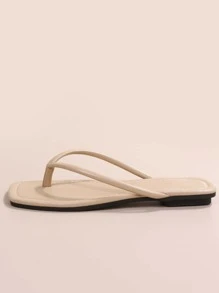 French Style Flip Flops For Women, New Sweet Fairy Elegant Design, Versatile, Beach, Vacation, Non-Slip Soft Sole Sandals, Suitable For Dates, Gatherings, Parties, Casual Everyday Wear, Summer - Apricot - View 4