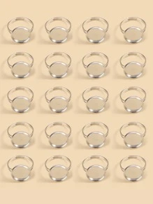 20入組圓形裝飾DIY圓環配件 - 銀色 - 查看 1