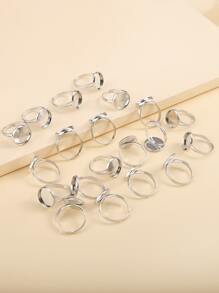 20入組圓形裝飾DIY圓環配件 - 銀色 - 查看 3