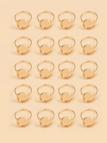 20入組圓形裝飾DIY戒指配件 - 金黃色 - 查看 1