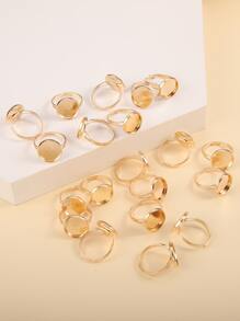 20入組圓形裝飾DIY戒指配件 - 金黃色 - 查看 4