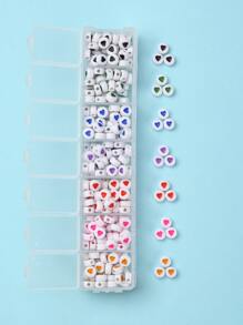 約245個混色丙烯酸心形&字母珠子6.5*7mm適用於diy珠寶製作,手鍊和項鍊 - 彩色 - 查看 9