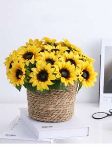6pcs Artificial Sunflower Bouquet, Living Room And Dining Table Decor, Wedding Handheld Flower - Multicolor - View 1