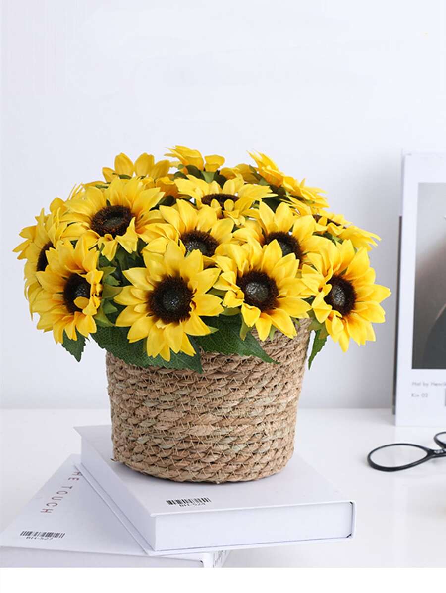 6pcs Artificial Sunflower Bouquet, Living Room And Dining Table Decor, Wedding Handheld Flower - Multicolor - View 1