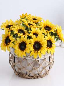 6pcs Artificial Sunflower Bouquet, Living Room And Dining Table Decor, Wedding Handheld Flower - Multicolor - View 4