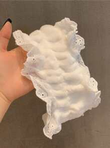 1pc Bow & Lace Decor Bath Headband, White Soft Hair Band For Bathroom Home Bathroom Decor Fall Decor Back To School Hair Accessories - White - View 3