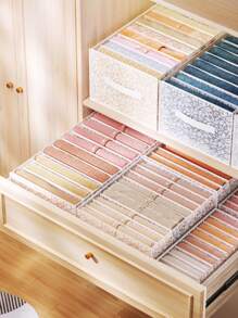 1pc Pants Organizer Box For Wardrobe Clothes Jeans Separation Storage Case Sorting Container - White - View 2