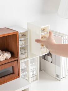 1入組四層抽屜設計首飾收納盒 - 米色 - 查看 2