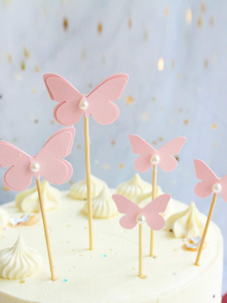5入組蝴蝶設計蛋糕裝飾 - 彩色 - 查看 1