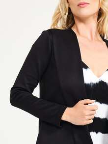 EURMUSE Solid Open Front Blazer - màu đen - Xem 6