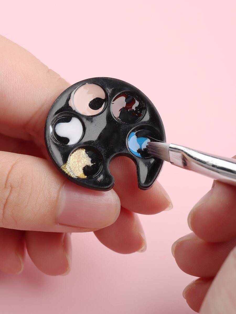 FULL BEAUTY 2件套美甲调色盘，美甲用品，美甲工具，美甲艺术工具，返校季，美甲，美甲贴片工具 - 黑色 - 查看 1