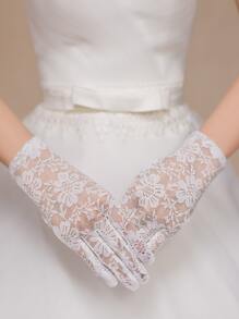 2 đôi găng tay chống nắng ren đa năng mới, găng tay ngắn mỏng màu trắng dành cho nữ, găng tay dự tiệc cưới, găng tay ren cao cấp không ngón. - trắng - Xem 2