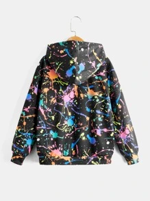 SHEIN 男童反光泼墨图案卫衣，适合春秋季日常穿着 - 彩色 - 查看 2