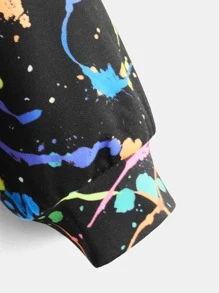 SHEIN 男童反光泼墨图案卫衣，适合春秋季日常穿着 - 彩色 - 查看 3