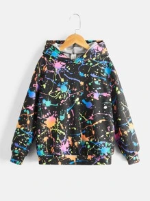 SHEIN 男童反光泼墨图案卫衣，适合春秋季日常穿着 - 彩色 - 查看 4