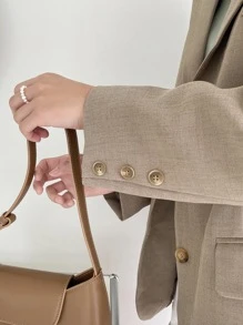 DAZY Single Breasted Flap Pocket Blazer - Khaki - View 3