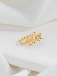Rhinestone Leaf Decor Nose Cuff - Yellow Gold - View 2