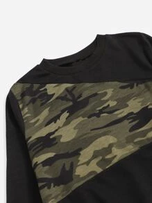 SHEIN Boys Camo Print Pullover & Joggers - Multicolor - View 3