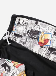 SHEIN Bộ hai mảnh Trai Dây kéo Con số Lá thư Giải trí - Nhiều màu - Xem 3