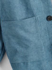 SHEIN 男孩鹿角刺繡連帽燈芯絨大衣無襯衫