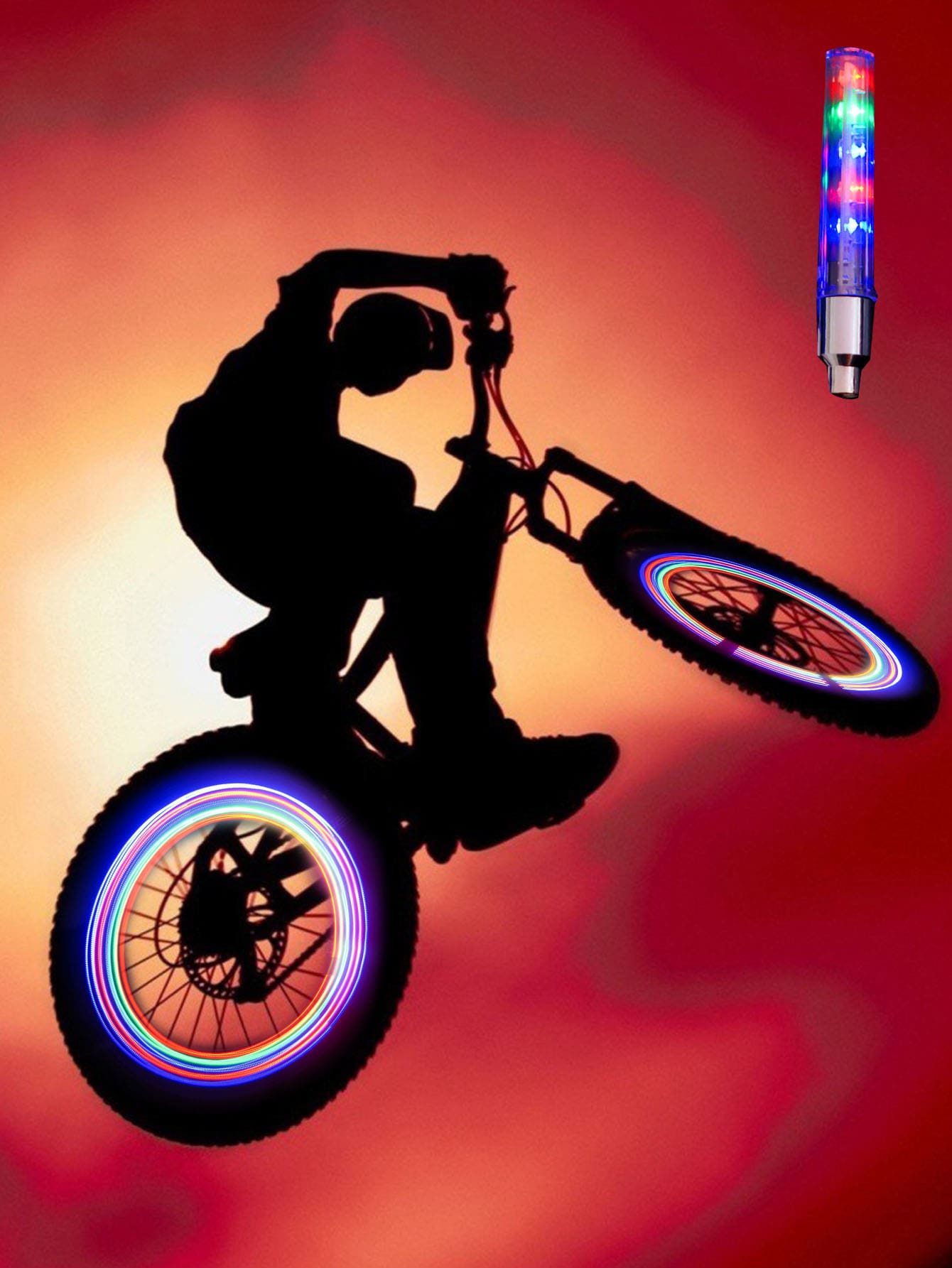 1入組摩托車車輪安全出行燈 - 彩色 - 查看 1