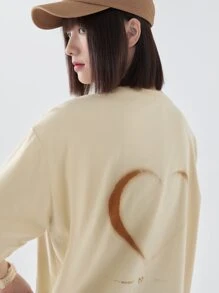 DAZY Slogan Graphic Drop Shoulder Tee - Apricot - View 5