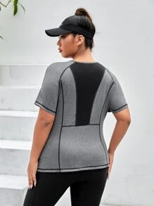 Gameset SHEIN Sport Camiseta deportiva con puntada de manga raglán - Gris Oscuro - Ver 2