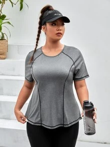 Gameset SHEIN Sport Camiseta deportiva con puntada de manga raglán - Gris Oscuro - Ver 3