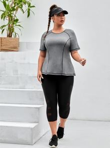 Gameset SHEIN Sport Camiseta deportiva con puntada de manga raglán - Gris Oscuro - Ver 4