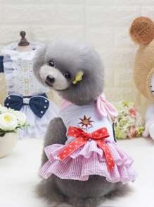 1pc Bow Decor Pet Dress - Pink - View 1