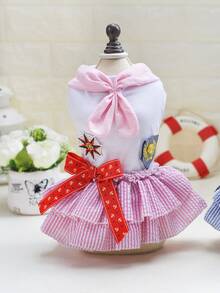 1pc Bow Decor Pet Dress - Pink - View 2