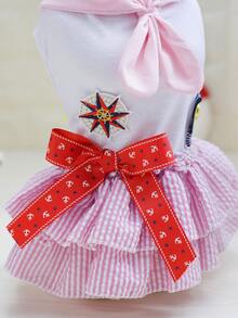 1pc Bow Decor Pet Dress - Pink - View 6