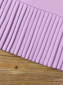 SHEIN 年輕女孩彼得潘領褶皺裙擺裙子