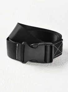 1pc Minimalist Release Buckle Tape Belt Summer, School Fall, Autumn, Halloween - Black - View 2