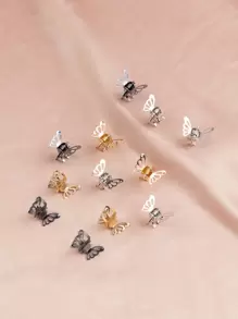 12pcs Butterfly Design Hair Claw - Multicolor - View 1