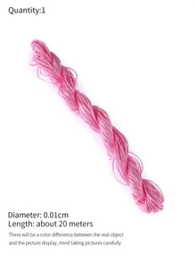 件 944.88 英吋/1 毫米 Ab 玉石編織尼龍繩，紅線手鍊，項鍊 Diy 珠寶製作 - 粉色 - 查看 4