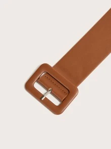 方形扣腰带 夏季、开学季、秋季、万圣节 - 棕色 - 查看 3