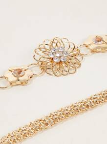 Cinturón de cadena con diamante de imitación con diseño de flor
