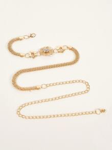 Cinturón de cadena con diamante de imitación con diseño de flor