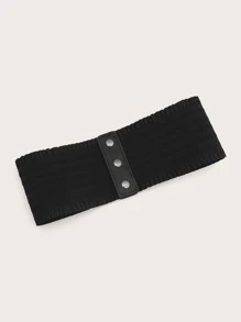 1 chiếc thắt lưng thun bản rộng đơn giản dành cho nữ, corset phong cách Âu Mỹ ngày lễ tình nhân - màu đen - Xem 2