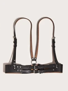 Cinturón arnés con hebilla cuadrada - Negro - Ver 3