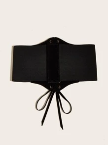 Đai corset phía trước có ren - màu đen - Xem 3