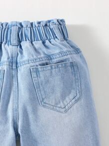 Baby 1pc Elastic Waist Straight Leg Jeans - Light Wash - View 3